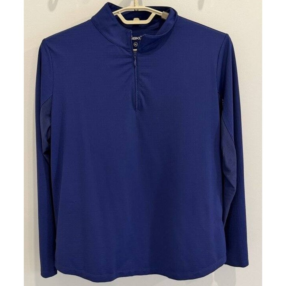 IBKUL Womens Long Sleeve 1/4 Zip Pullover Shirt Deep Navy Mesh Vented Size XL